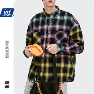 Gradient Loose-fit Plaid Shirt