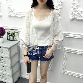 Fringe Trim 3/4-sleeve Light Jacket