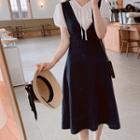 Sleeveless V-neck Linen Blend Dress