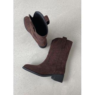Embroidery Suedette Cowboy Boots
