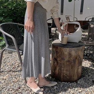 Waistband Ribbed Knit Midi Skirt