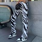 Zebra Print Straight Pants
