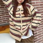Striped Collared Cardigan Almond - One Size