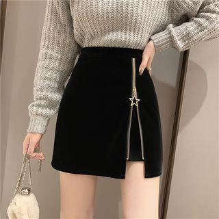 High-waist Zipper Mini Skirt
