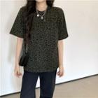 Short-sleeve Leopard Print T-shirt 2899 - Leopard Print - Black - One Size