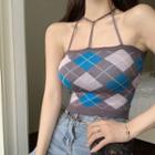 Argyle Knit Camisole Top Gray - One Size