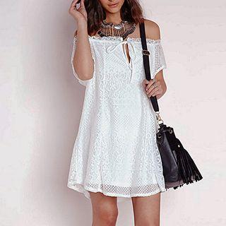 Off-shoulder Lace Mini Dress