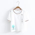 Short-sleeve Tree Print T-shirt White - One Size