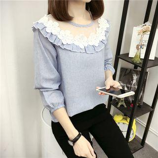 Long Sleeve Pinstriped Panel T-shirt