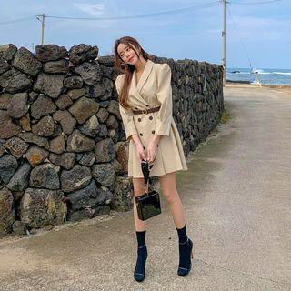 Shawl-collar Coatdress With Belt