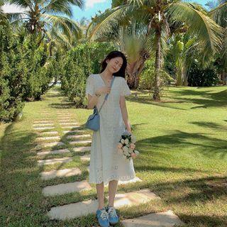 Lace Puff-sleeve Dress