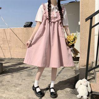 Plain Ruffle Bow Oversize Shirt / Plain A-line Dress