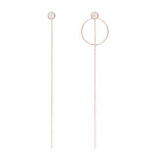 Hoop & Chain Drop Earrings (white) One Size
