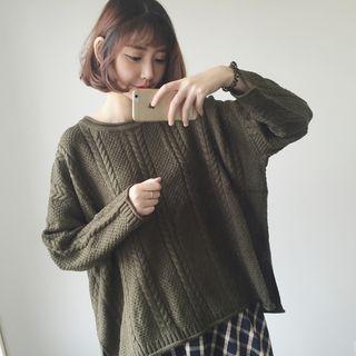 Dolman-sleeve Cable Knit Sweater