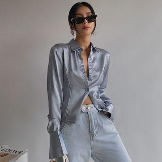 Satin Slim-fit Crop Shirt