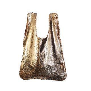 Sequined Shopper Bag Coffee - One Size