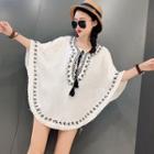 Lace-up Embroidered Poncho