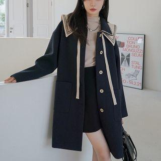 Contrast Sailor Collar Single-breasted Coat