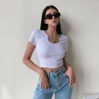 Chain Strap Open-front Short Sleeve Cropped Top