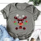 Short-sleeve Reindeer Print T-shirt