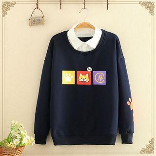 Puppy Printed Mock Two Piece Hoodie