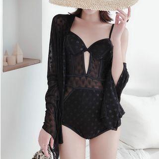 Set: Spaghetti Strap Swimsuit + Cover-up