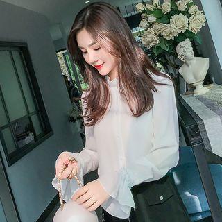 Frill-trim Bell-sleeve Blouse