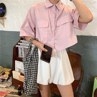 Plain Short-sleeve Cropped Shirt / Plain Skort