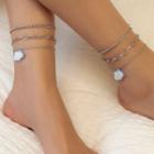 Layered Anklet 1pc - Silver - One Size