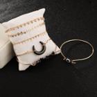 Set Of 6: Alloy Devil Eye Horn Bracelet (assorted Designs) 8166 - One Size