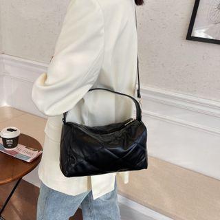 Plain Top Handle Quilted Crossbody Bag