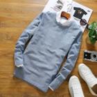 Long Sleeve Crewneck Linen Blend Top