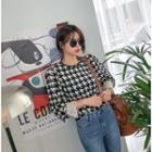 Lace-cuff Houndstooth Top