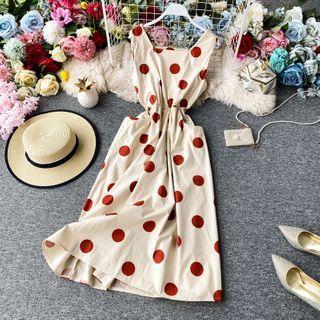 Slim-cut Polka-dot Tank Dress