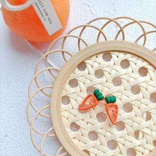 Carrot Alloy Earring 1 Pair - Silver Needle Earrings - Orange - One Size
