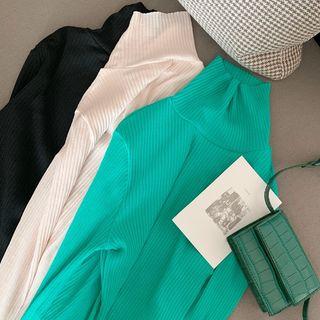 Mock Neck Ribbed Top