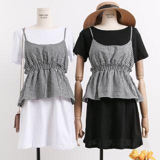 Set: Plaid Camisole + T-shirt Dress