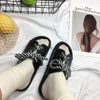 Lace Up Platform Slide Sandals