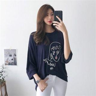 Face Illustration 3/4-sleeve T-shirt