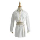 Denim Zip-up Cropped Jacket / Mini A-line Skirt
