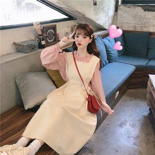 Puff Sleeve Blouse / Midi Jumper Dress