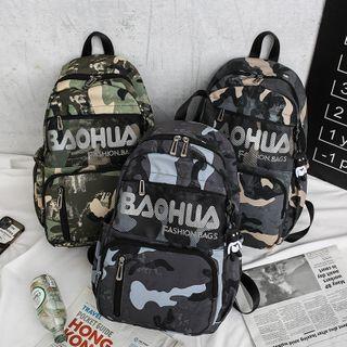 Lettering Camo Print Backpack