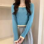 Round-neck Color Block Knit Top