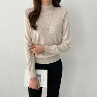 Mock-neck Alpaca Blend Knit Top