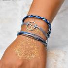Set Of 3: Alloy Wave / String Bracelet (assorted Designs) Blue - One Size