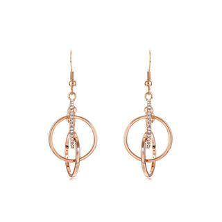 Simple Fashion Plated Rose Gold Geometric Circle Earrings With Austrian Element Crystal Rose Gold - One Size