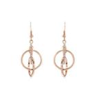 Simple Fashion Plated Rose Gold Geometric Circle Earrings With Austrian Element Crystal Rose Gold - One Size