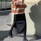 Slit Midi Fitted Knit Skirt