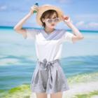 Tie-waist Check Culottes