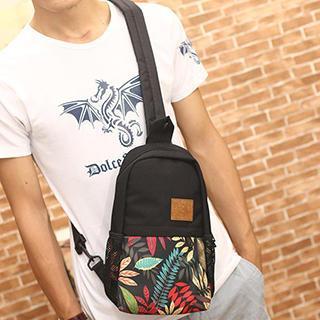 Tropical Print Canvas Sling Bag